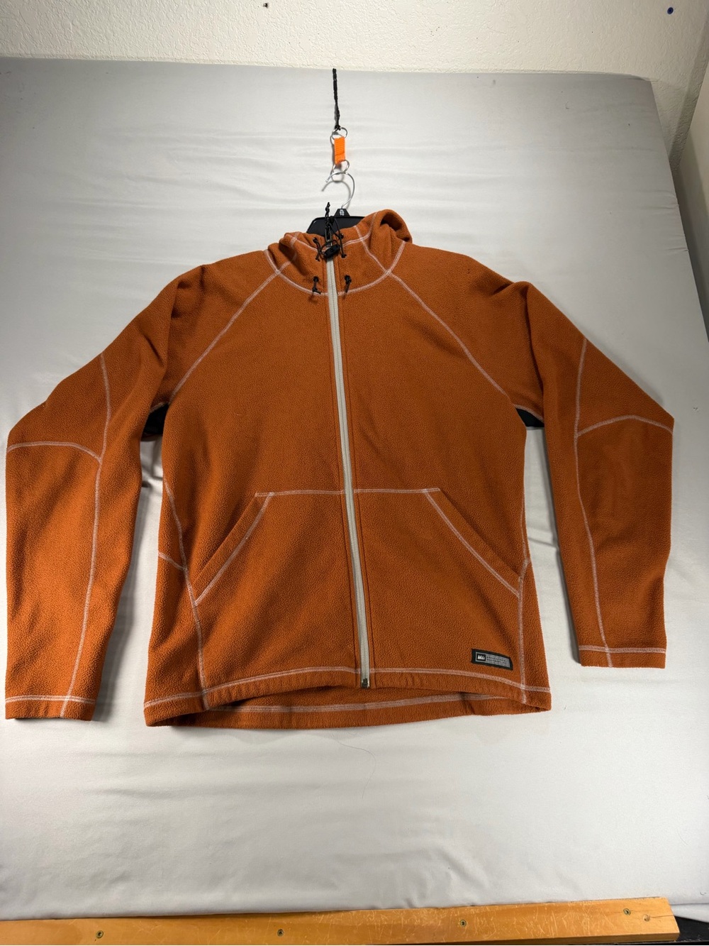 REI Co-op Trailsmith Fleece Hoodie Jacket Mens Large Orange Rust Full Zip L